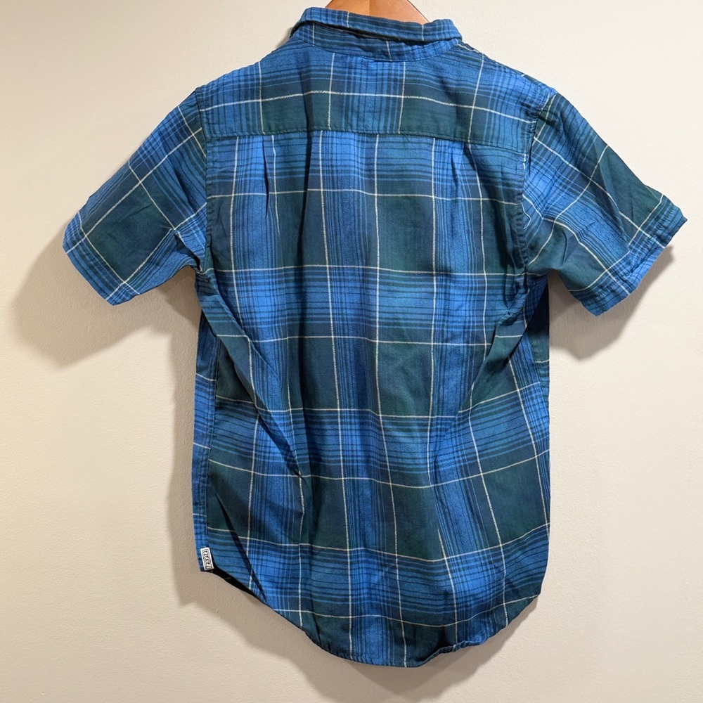 Ezekiel‎ Men's Navy and Teal Plaid Short Sleeve Shirt Size S - Picture 3 of 8
